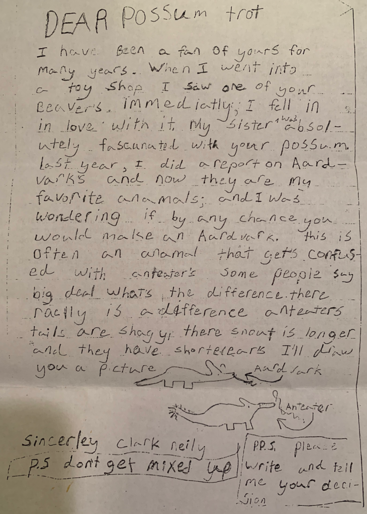 Letter to Possum Trot